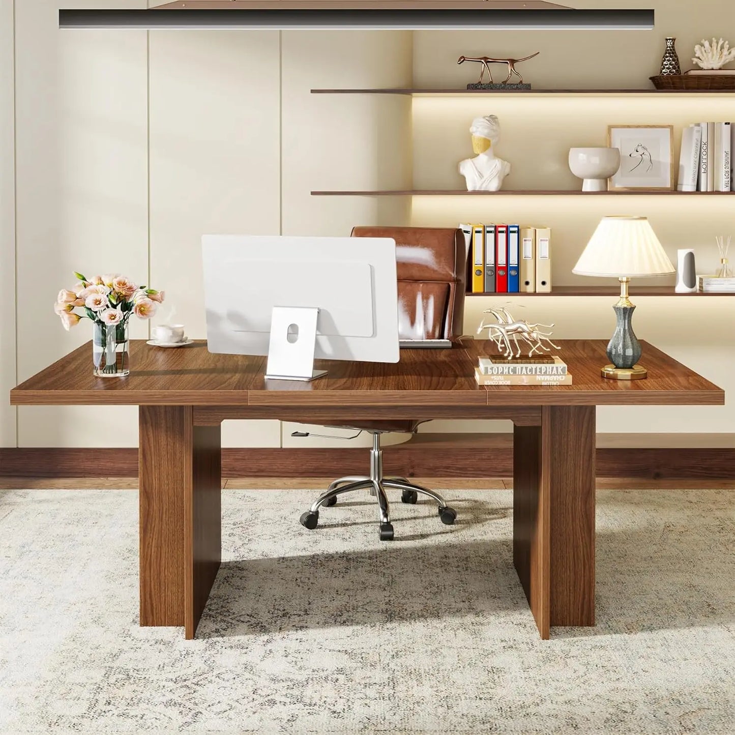 Farmhouse Dining Table For 6 To 8 With Hidden Storage