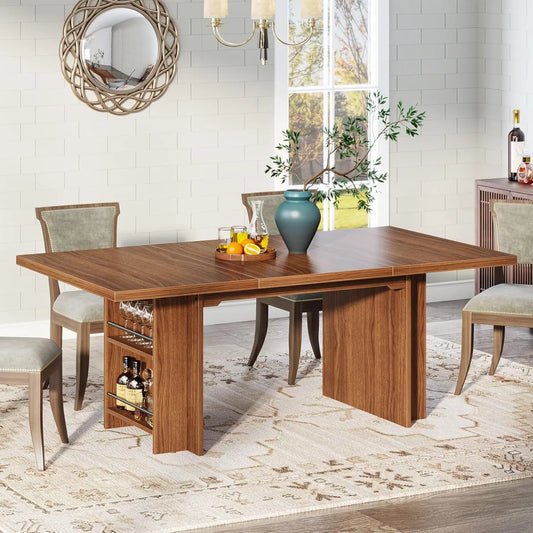 Farmhouse Dining Table For 6 To 8 With Hidden Storage