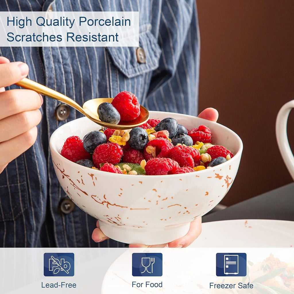 White Dinnerware Sets for 4, 16 Piece Porcelain Dish Set Plates and Bowls Sets, Gold Splash Glaze Ceramic Dinner Set with Mugs,