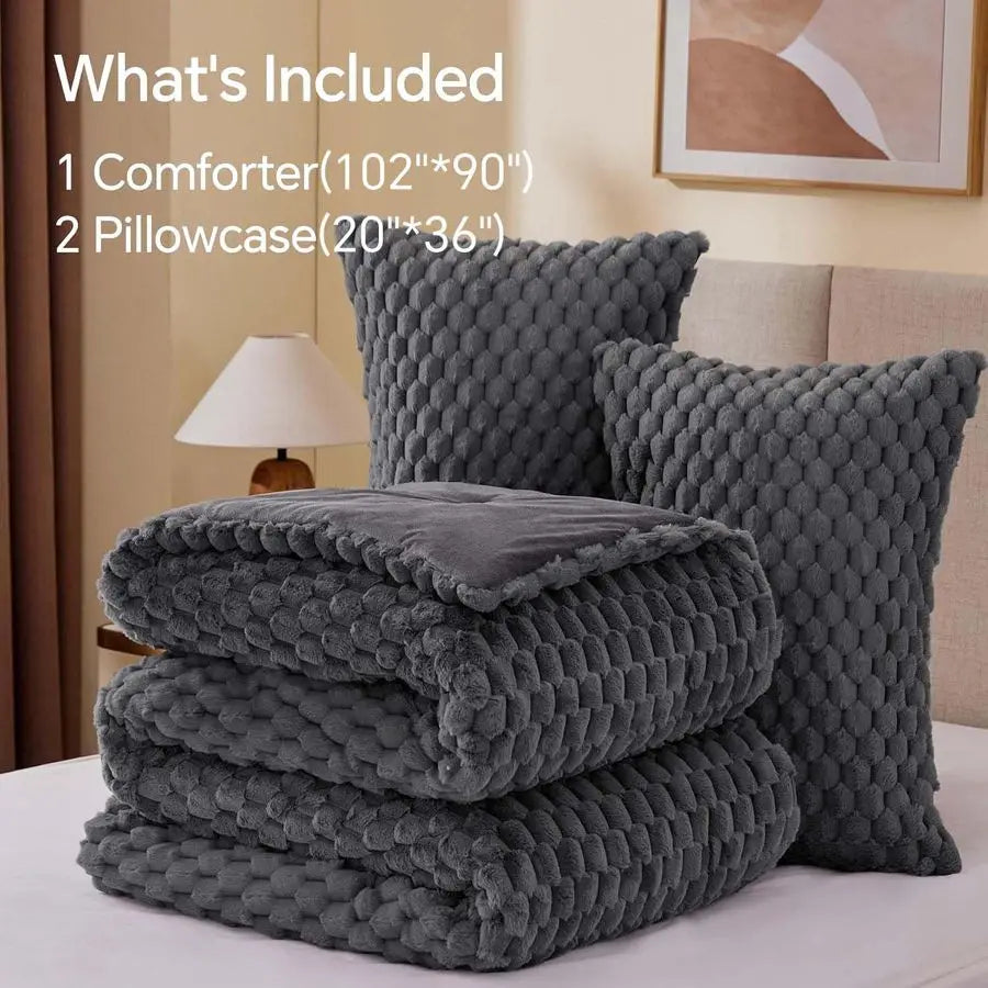 Grey 100 Percent Cotton King Size Comforter Set Winter Bedding