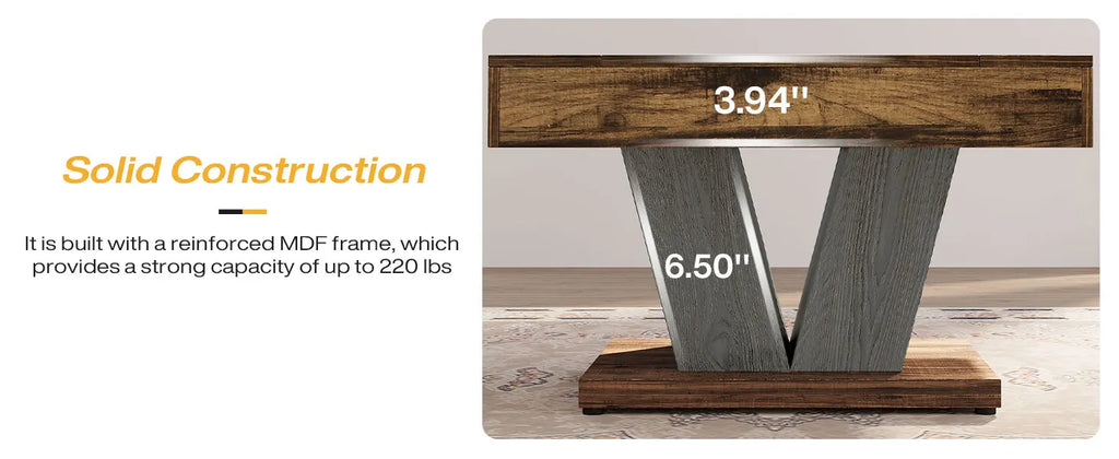 Little Tree Rustic Brown Square Coffee Table For Living Room