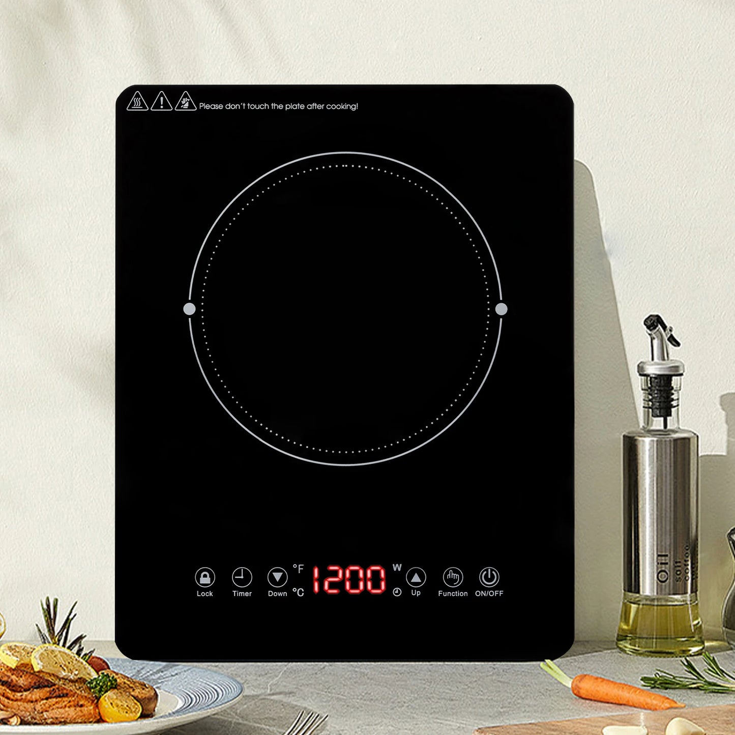 1800W Induction Cooktop Portable Low Noise Ultra Thin Countertop Plate