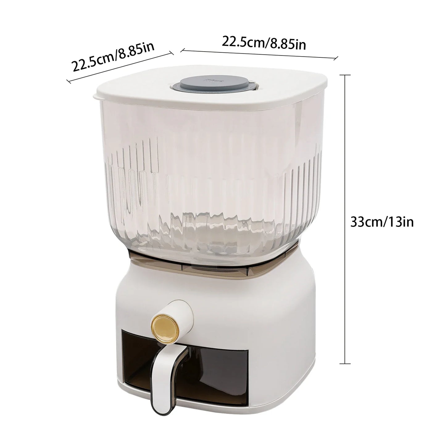 22Lbs Rice Dispenser,Large Sealed Grain Storage Container with Rice Cup Food Dispenser Kitchen Organizer for Rice, Beans, Grains