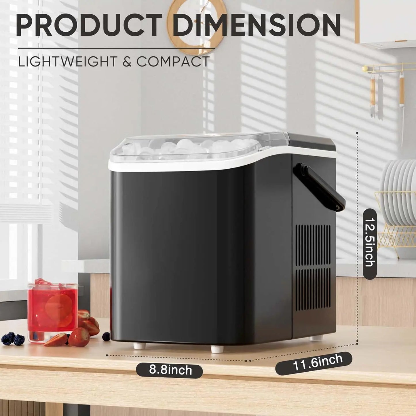 Portable Ice Maker For RV 26lbs 24H Quiet Self Cleaning