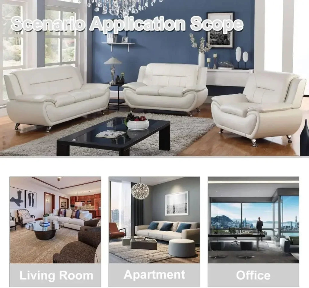 3 Piece Living Room Couch Set, Faux Leather Sofa Set, Modern Sofa Couch Set Living Room Furniture (Sofa+Loveseat+Chair)