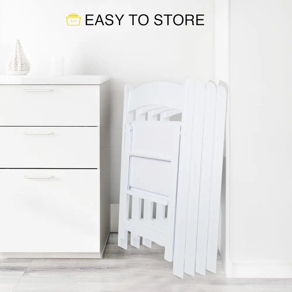 White 4 Piece Lightweight Resin Folding Chairs With Padding 800lb