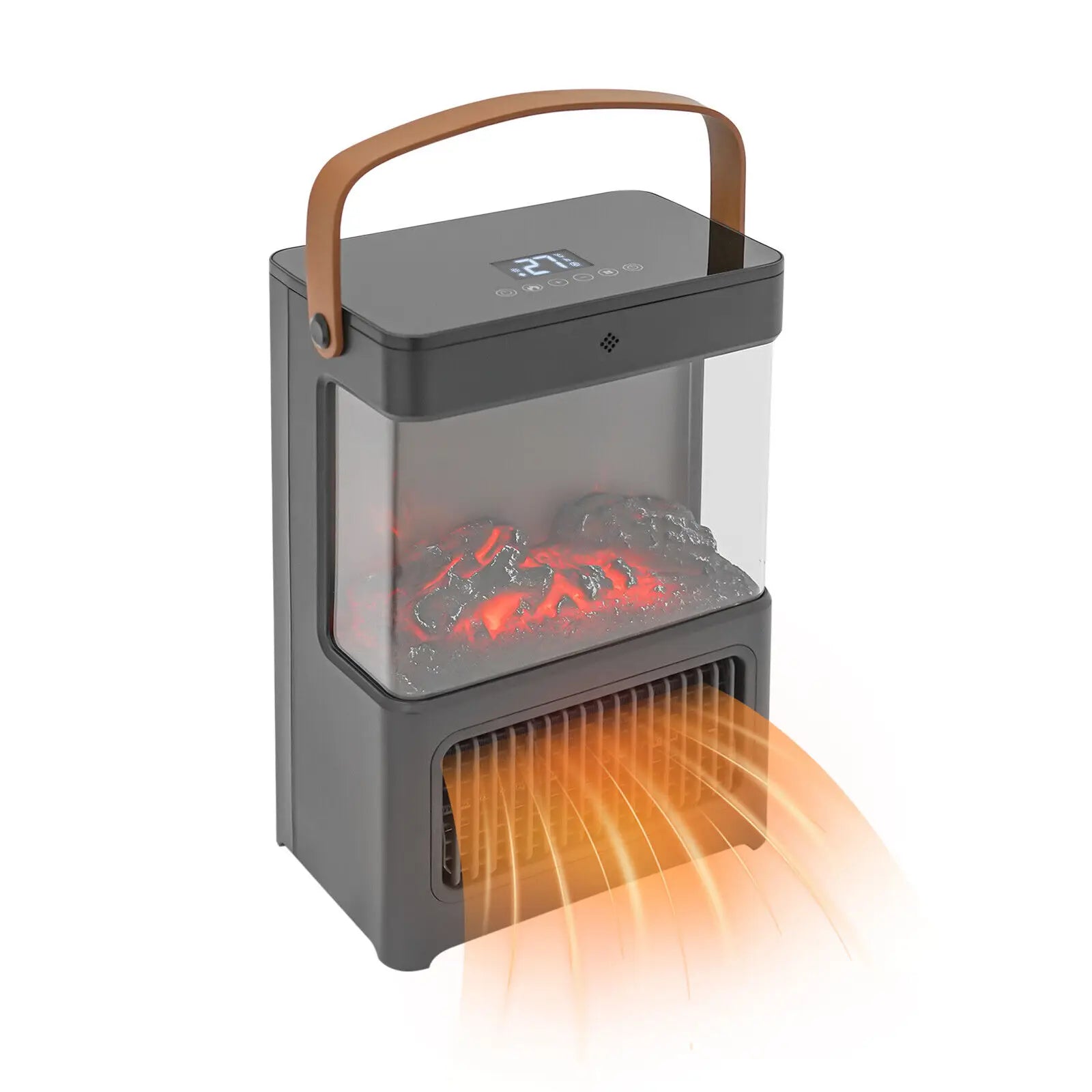 Portable 3D Electric Fireplace Heater 1500W With Remote Realistic Flame