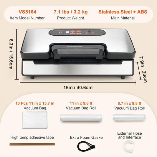 SucceBuy 130W Vacuum Sealer Machine With 90Kpa Free 10 Bags