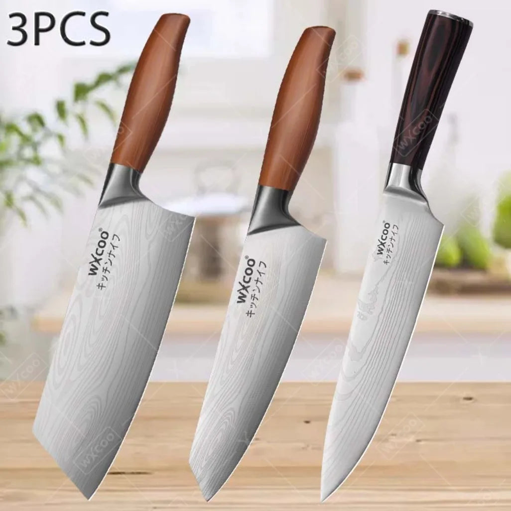 Three Piece Stainless Steel Kitchen Knife Multipurpose Cleaver Boning Knife