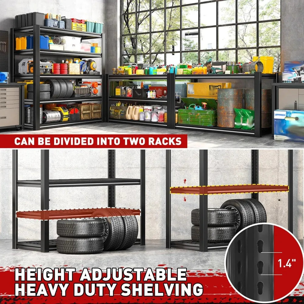 Garage Shelving 3000LBS, Heavy Duty Storage Shelves, Adjustable Industrial Metal Shelving Unit for Garage