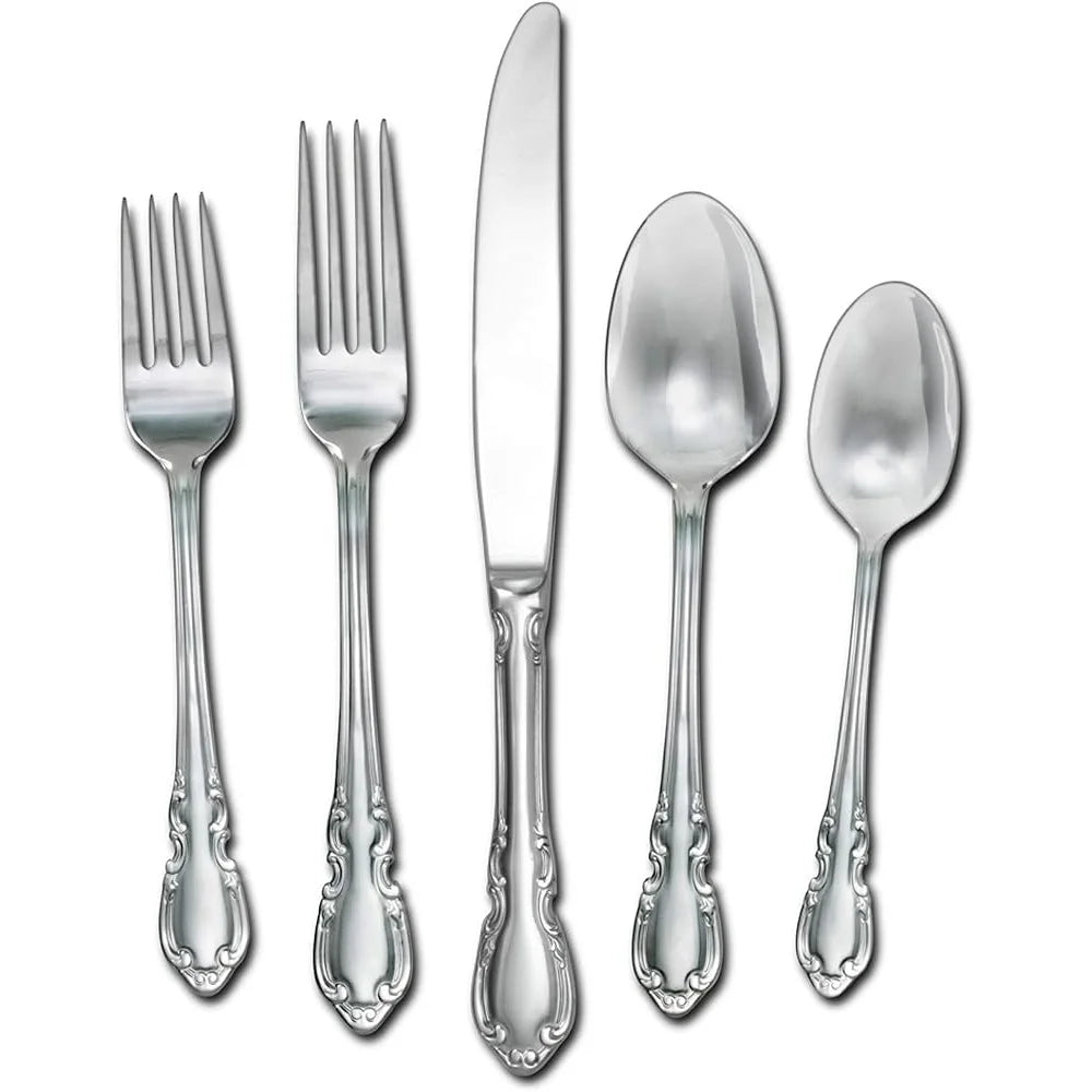Vienna 20 Piece Flatware Set Service 4 Stainless Steel Silverware Elegant Dining Tableware Dishwasher Safe