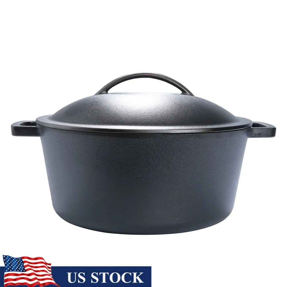 Preseasoned 5 Qt Cast Iron Dutch Oven For Oven Safe