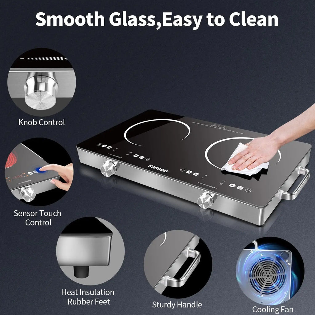 Karinear Dual Zone Ceramic Hob 3200W With Safety Lock Controls