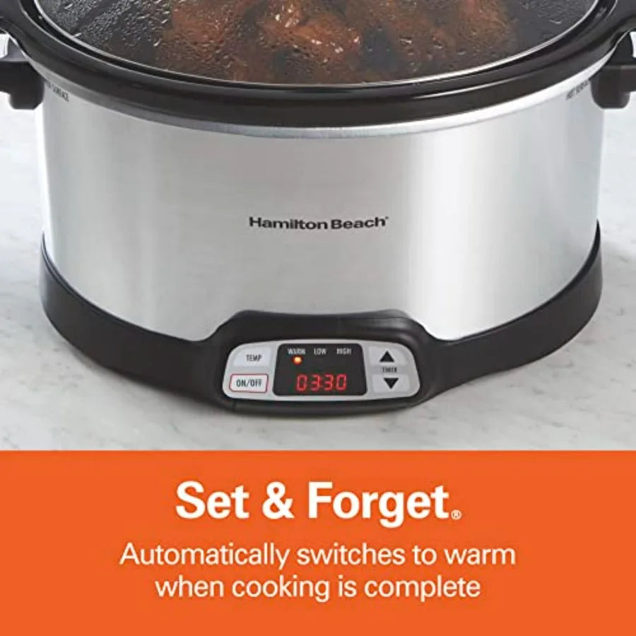 8 Quart Programmable Slow Cooker With 3 Settings Dishwasher Safe