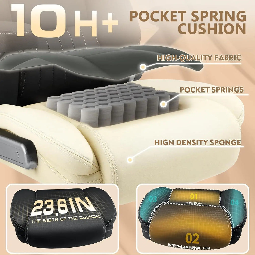 600LBS Big Tall Fabric Executive Office Chair 5D Flip Arms