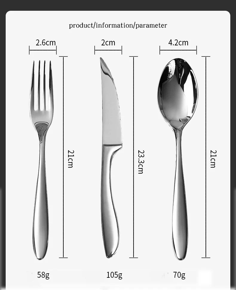 High-end 304 stainless steel restaurant and hotel creative high-end tableware steak, knife, fork and spoon set