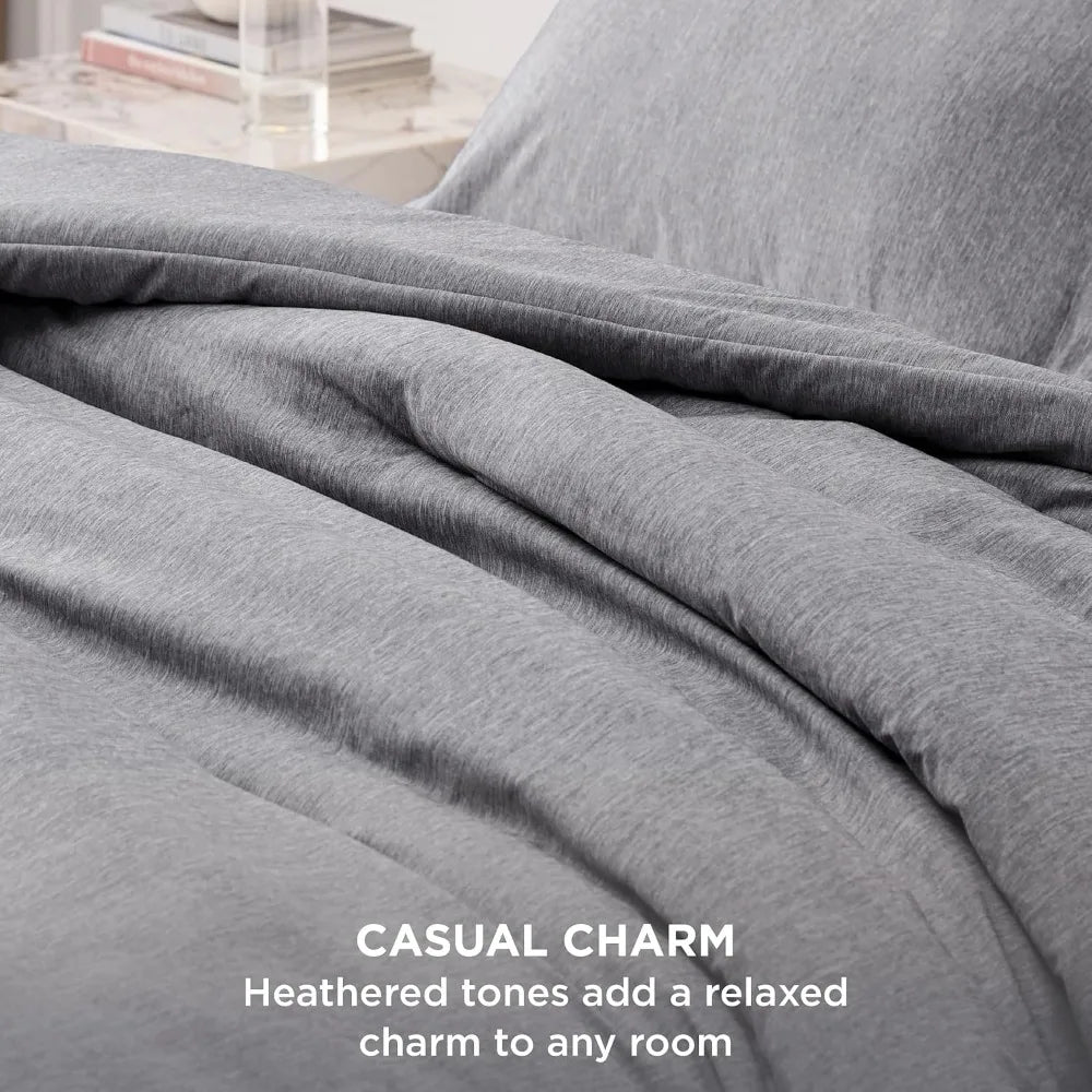 Bedsure Dark Grey Super King Size Comforter Set - All-Season Soft Bedding, 3-Piece Cationic Dyed Collection