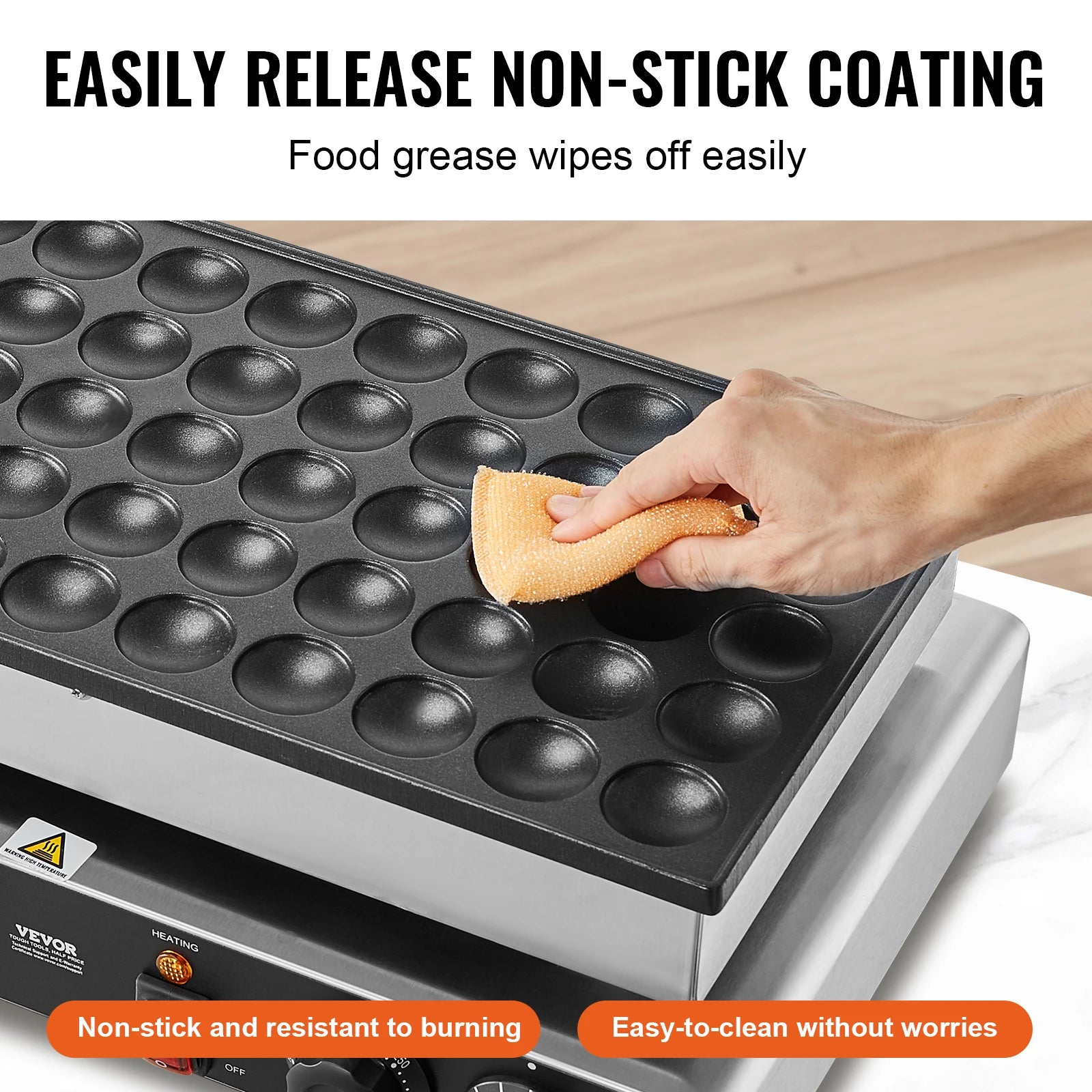 SucceBuy 50Pcs Mini Dutch Pancake Maker Dorayaki Baker Machine Commercial Non-stick Waffle Maker Dual Temp & Time Control