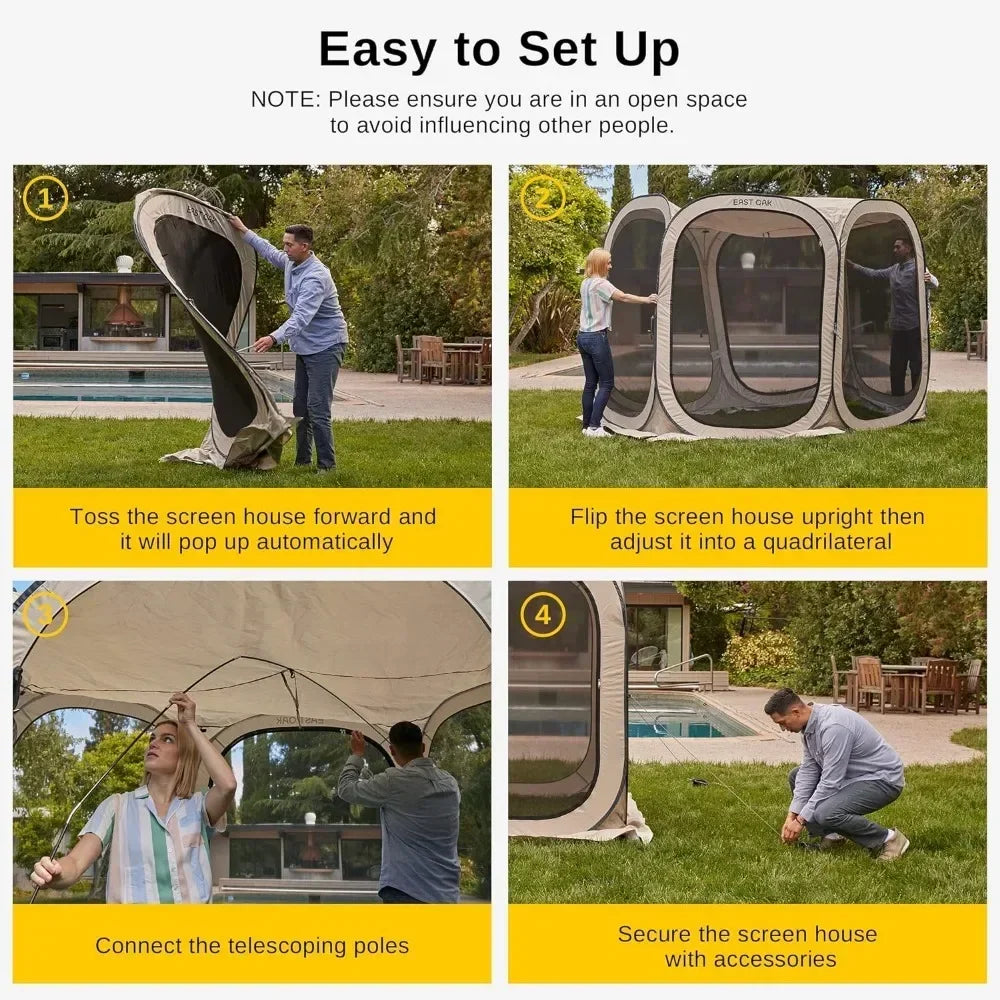 Screen House Tent Pop-Up, Portable Screen Room Canopy Instant Screen Tent 10 X 10 FT With Carry Bag For Patio, Backyard,customiz