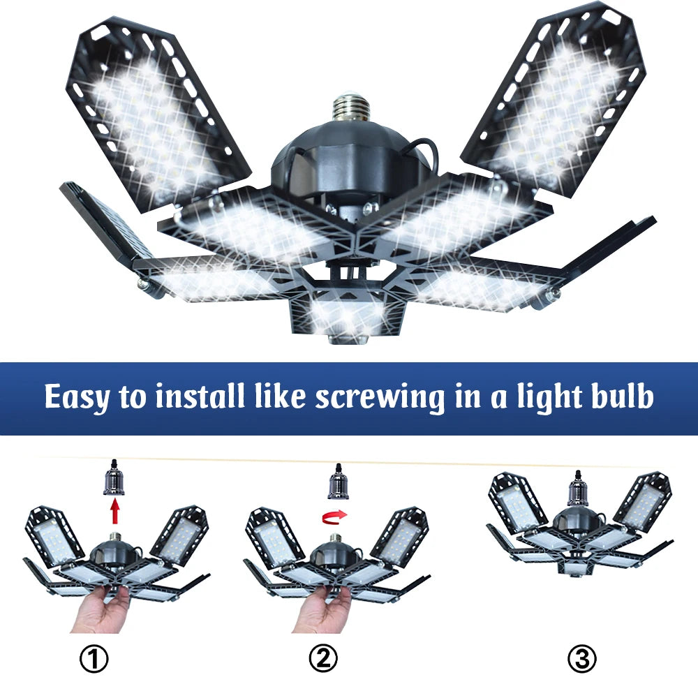 E27 LED Garage Light 180W Foldable 15000 Lumens For Home