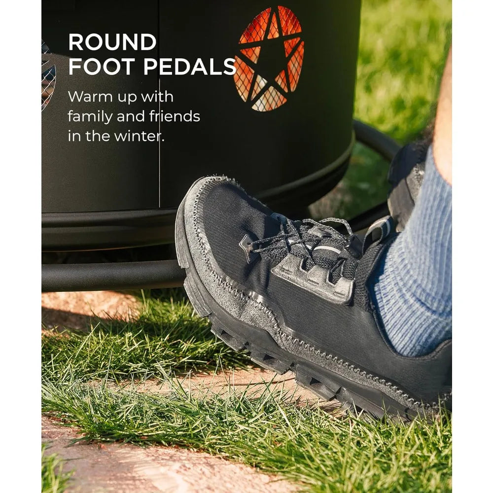 43 Inch Fire Pit With BBQ Grill Outdoor Wood Burning