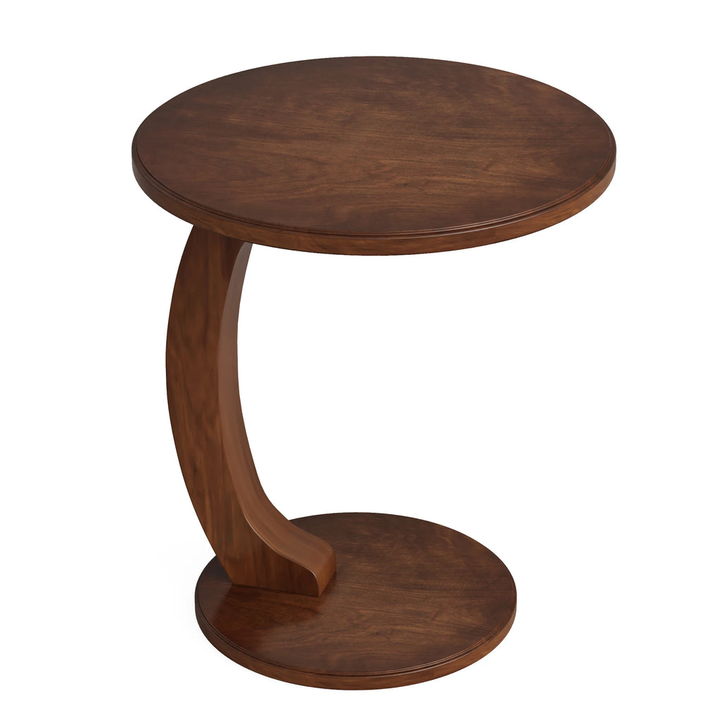 Tribesigns Round End Table Wood C Shaped Side Table Retro