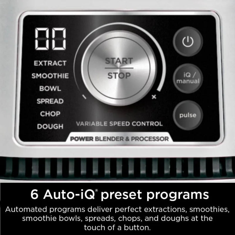 Ninja Blender For Kitchen,Food Processor Combo System,Smoothie Maker &Nutrient Extractor,72-oz. Pitcher &To-Go Cups,Silver,SS351