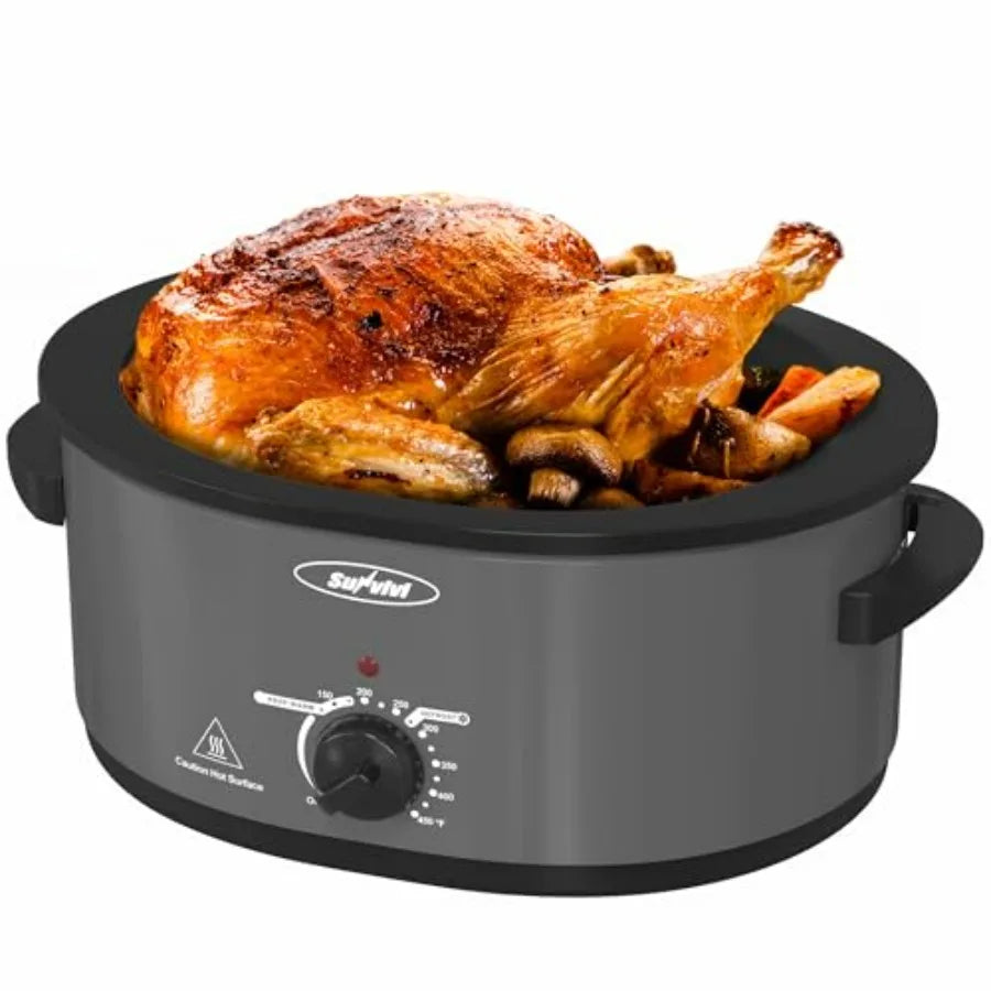 Electric Turkey Roaster With Self Basting Lid 8 Qt Stainless