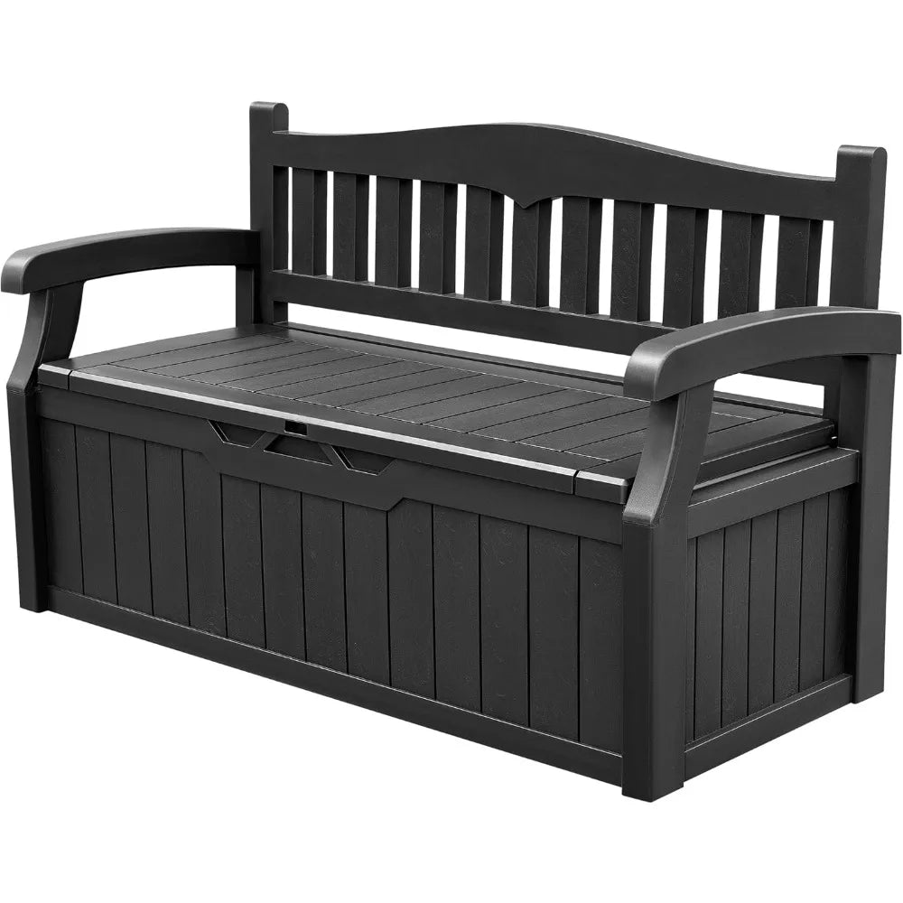 80 Gallon Lockable Storage Bench Deck Box for Patio Gardens