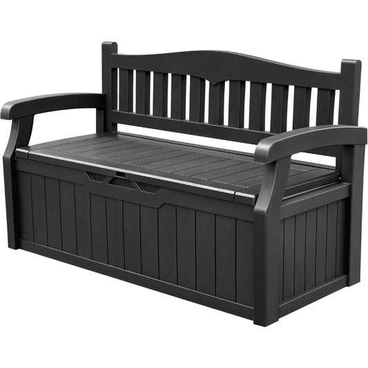 80 Gallon Lockable Storage Bench Deck Box for Patio Gardens