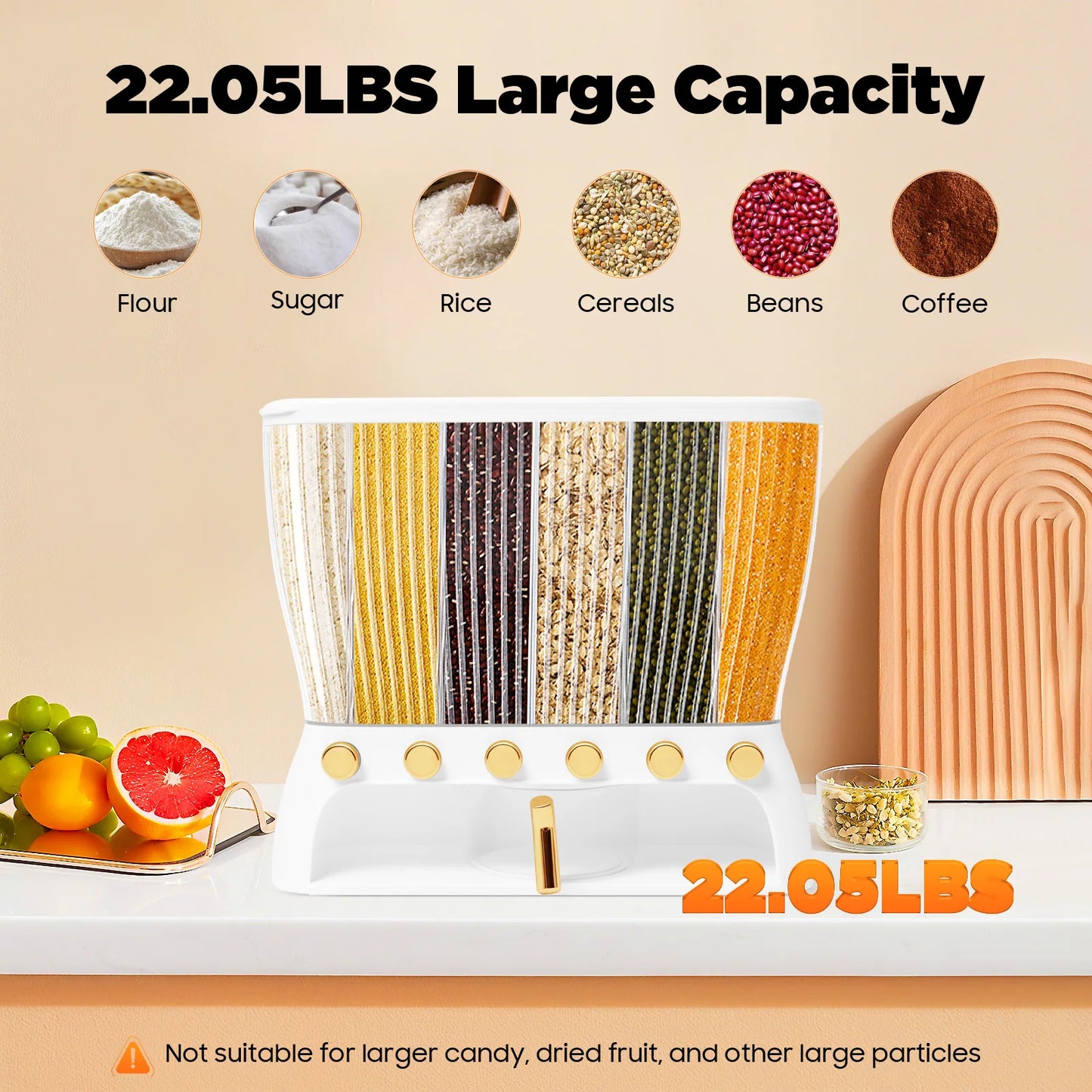 Six-grid Dry Food Dispenser Kitchen Storage Container Clear Dry Food 6 Grid Beans Rice Cereal dispenser Rice Tank Grain Box