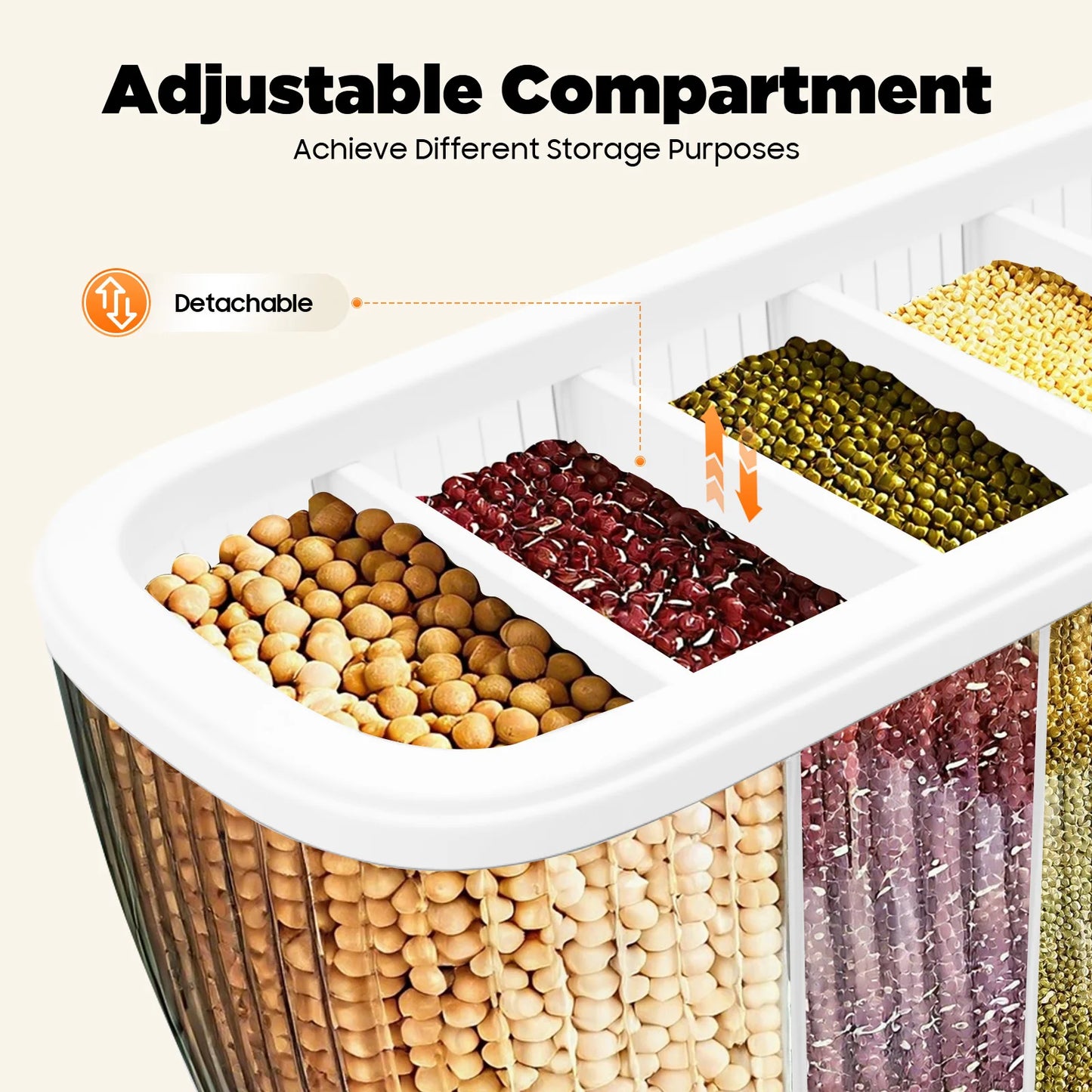 Six-grid Dry Food Dispenser Kitchen Storage Container Clear Dry Food 6 Grid Beans Rice Cereal dispenser Rice Tank Grain Box