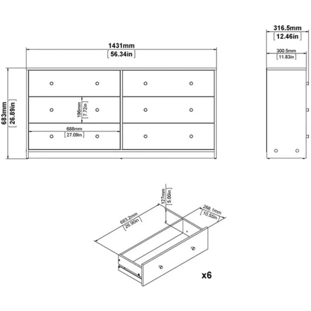3 Piece Dresser and Nightstand Bedroom Set in Jackson Hickory