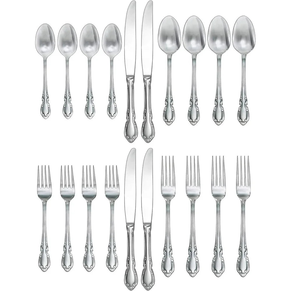 Vienna 20 Piece Flatware Set Service 4 Stainless Steel Silverware Elegant Dining Tableware Dishwasher Safe