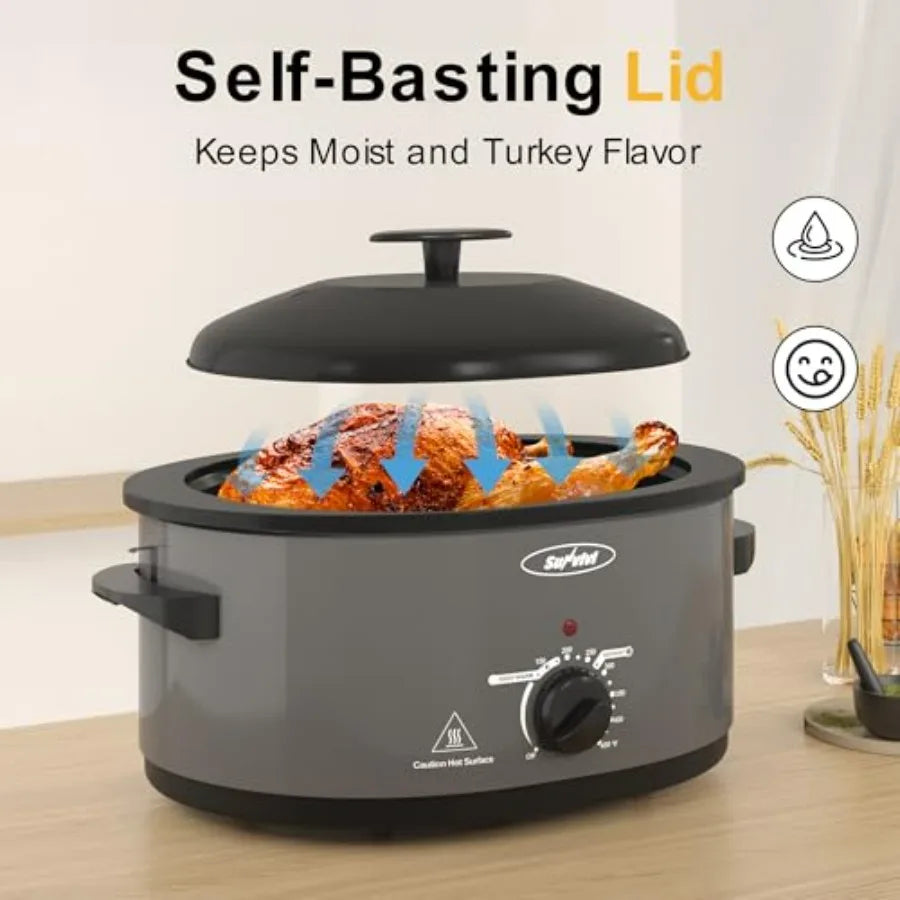Electric Turkey Roaster With Self Basting Lid 8 Qt Stainless
