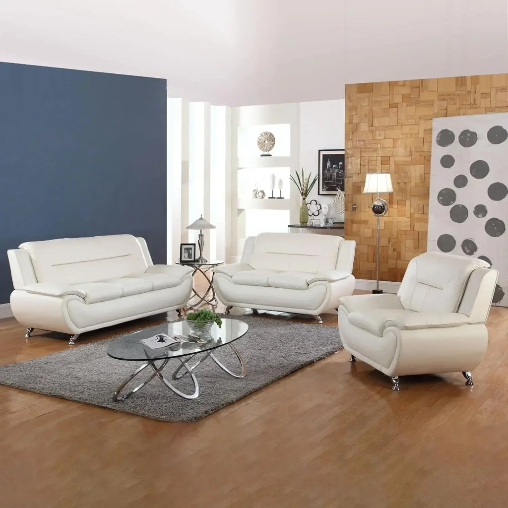 3 Piece Living Room Couch Set, Faux Leather Sofa Set, Modern Sofa Couch Set Living Room Furniture (Sofa+Loveseat+Chair)
