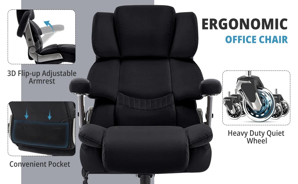 Heavy Duty High Back Cloth Chair With 3D Flip Arms
