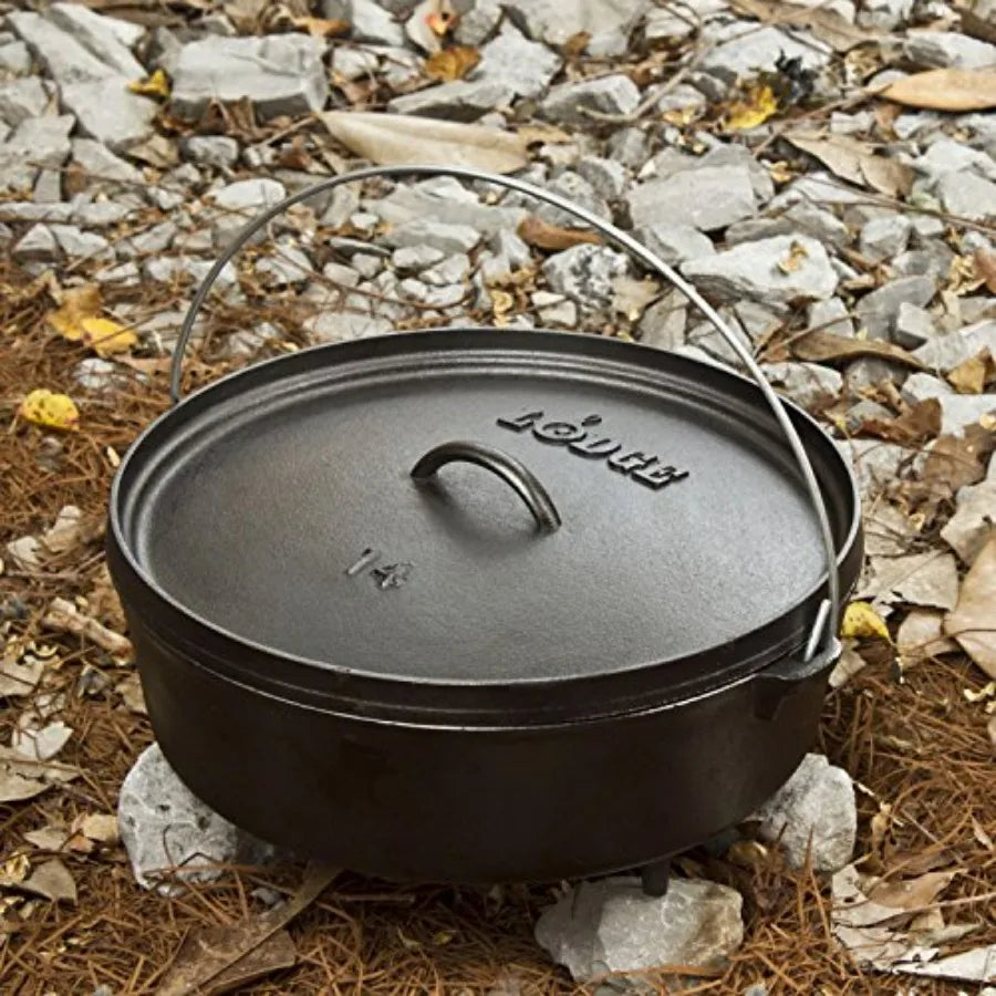 6 Quart PreSeasoned Cast Iron Camp Dutch Oven with Lid Dual Handles Use in the Oven on the Stove on the Grill or over the Campf
