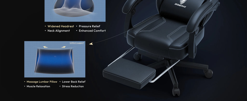 Dowinx Ergonomic Gaming Chair With Massage Lumbar Support And Footrest