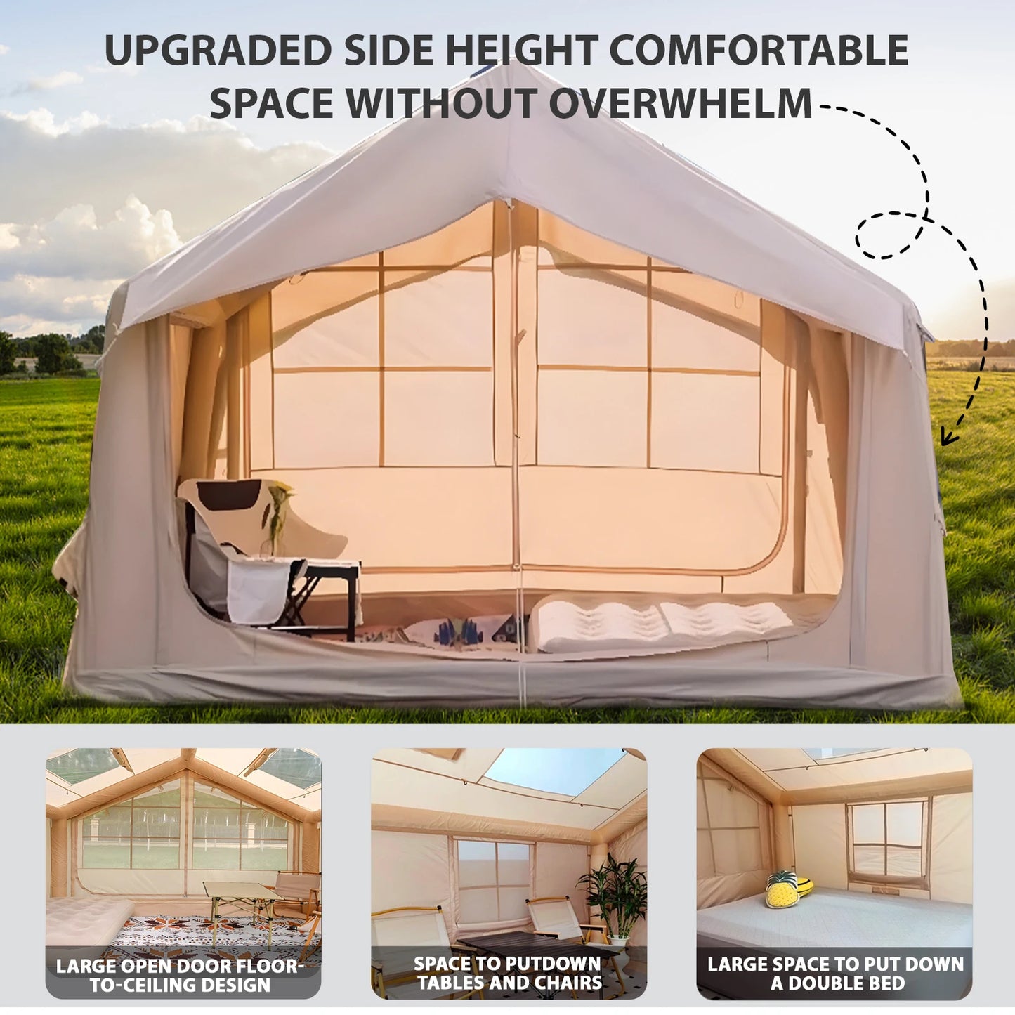 80.73 Inflatable Camping Tent-6 People Inflatble Tent for Camping,4 Season Glamping garden Furniture，Outdoor Canopy