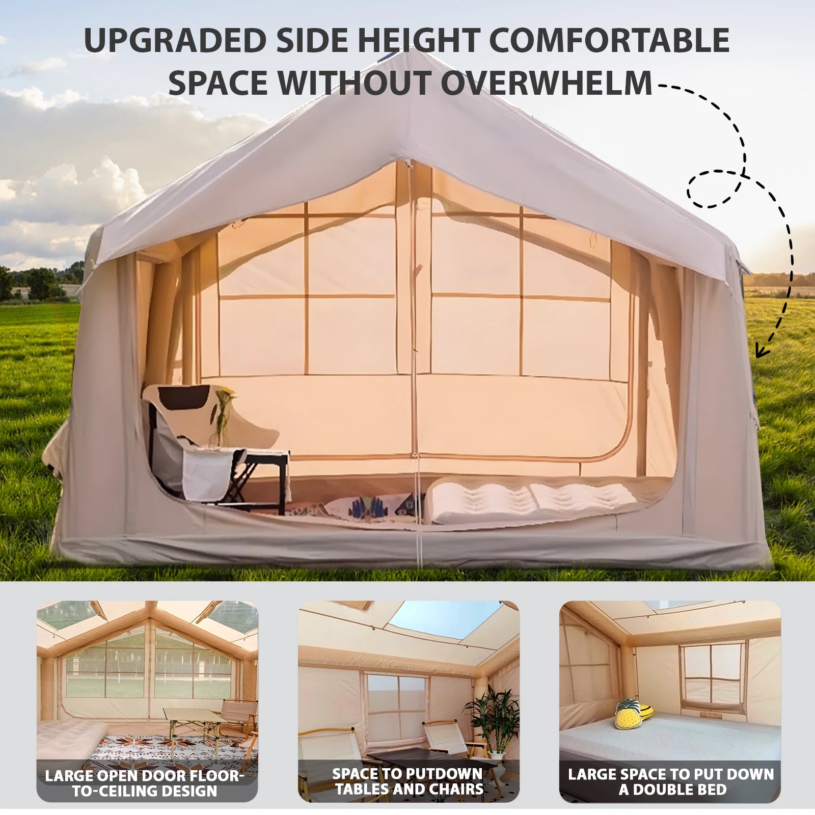 80.73 Inflatable Camping Tent-6 People Inflatble Tent for Camping,4 Season Glamping garden Furniture，Outdoor Canopy