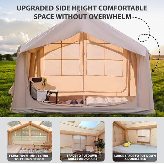 80.73 Inflatable Camping Tent-6 People Inflatble Tent for Camping,4 Season Glamping garden Furniture，Outdoor Canopy