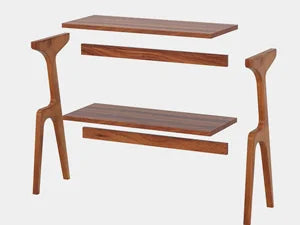 Solid Wood End Table Two Tier Storage Shelf Living Room