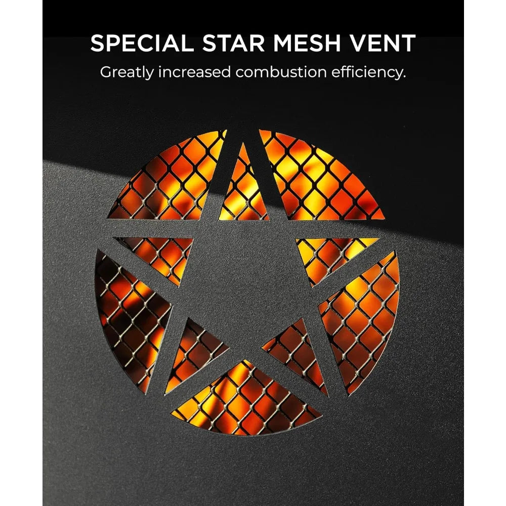 43 Inch Fire Pit With BBQ Grill Outdoor Wood Burning