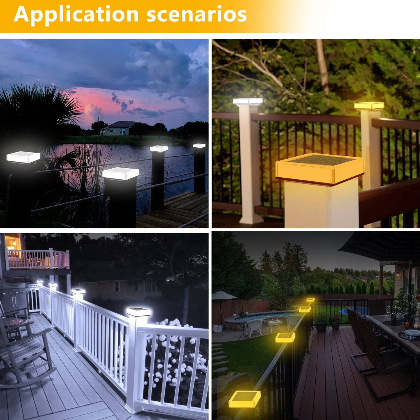 2 Pack Solar Power LED Lights IP65 Waterproof Garden Decor