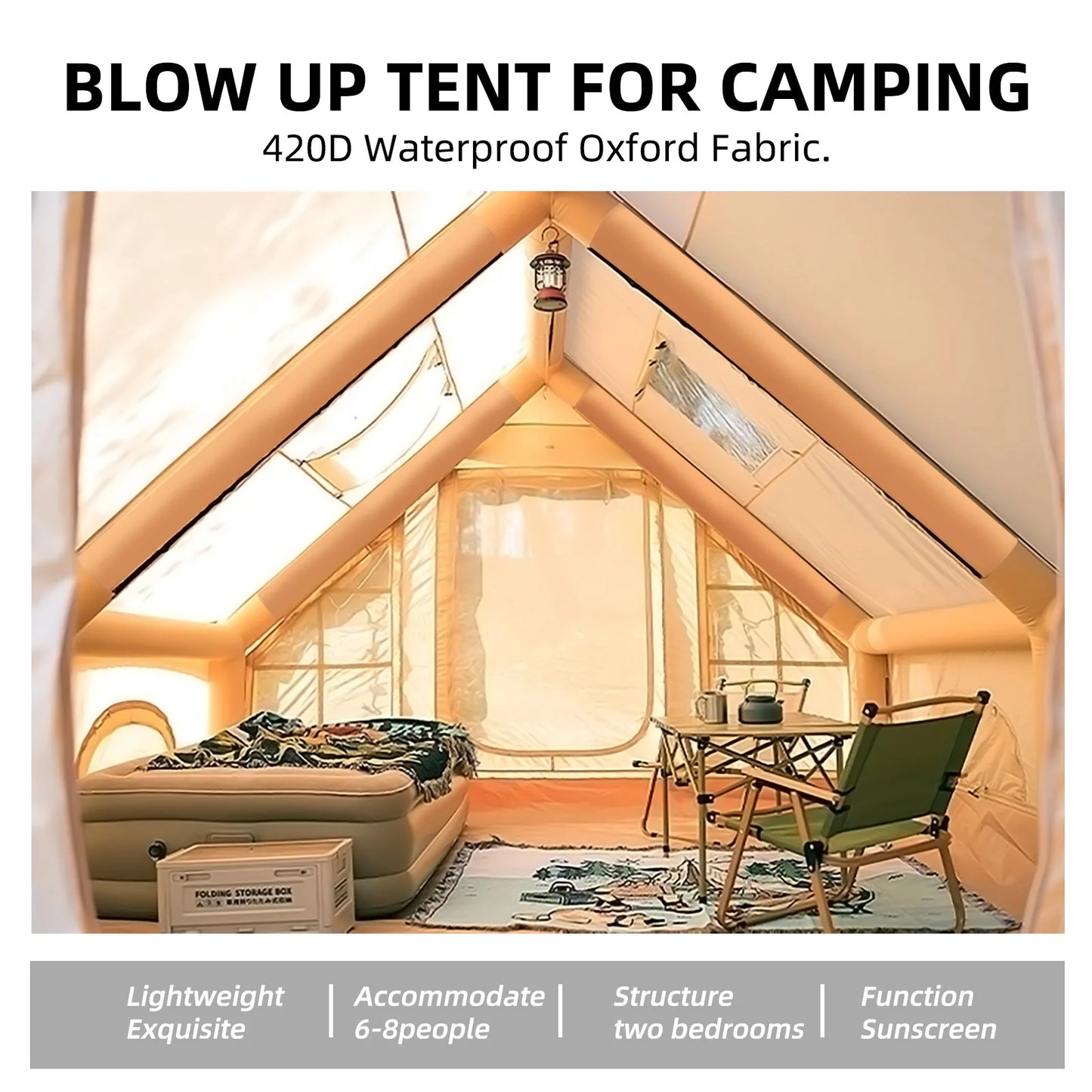 129 Square Feet Inflatable Tent Canopy For Outdoor Playhouse