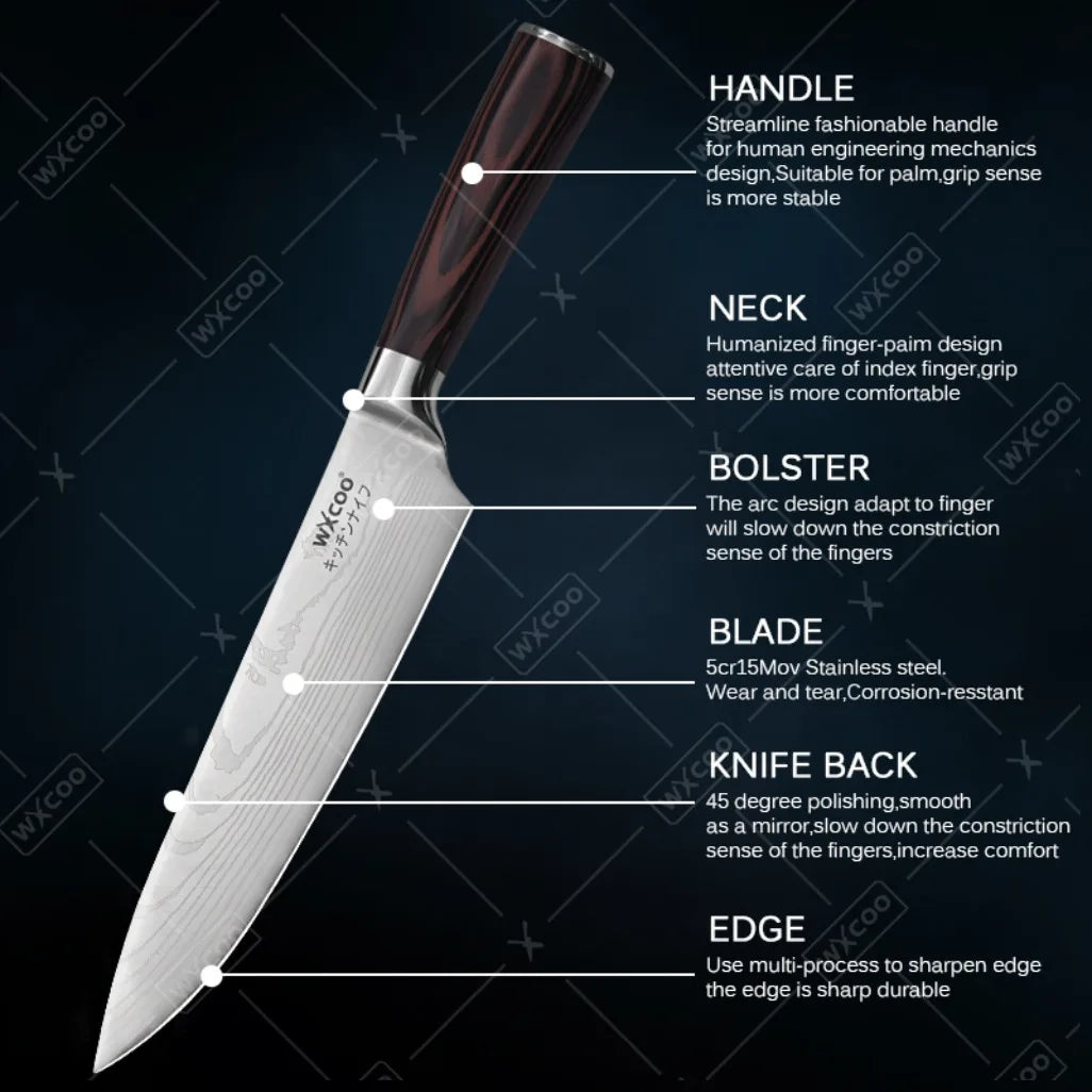 Three Piece Stainless Steel Kitchen Knife Multipurpose Cleaver Boning Knife