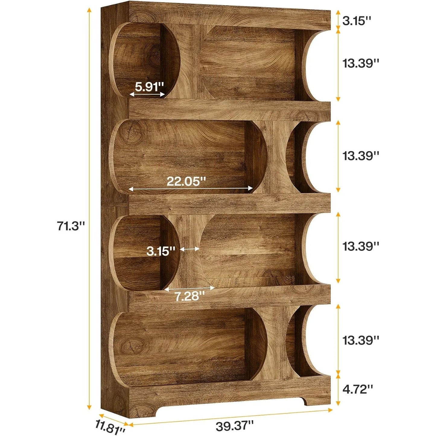 Modern Asymmetrical Freestanding Bookshelf for Living Room and Home Office
