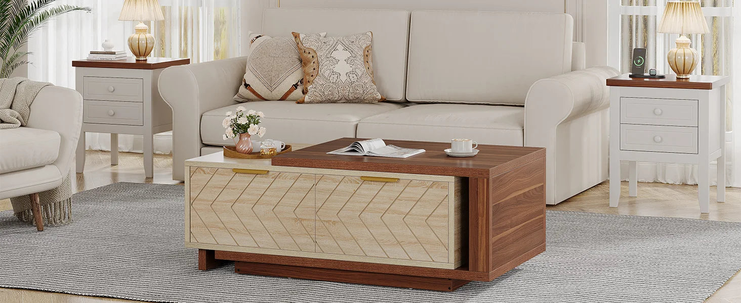 Tribesigns Extendable Coffee Table 42 To 65 Inches With Drawers