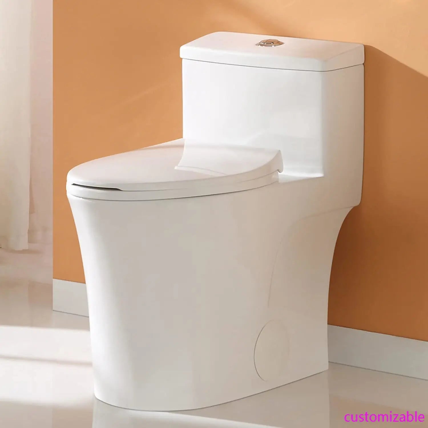 T0338W Compact One Piece Toilet with Comfort Chair Seat ADA Height 17.3", Elongated Dual Flush 0.8/1.28 GPF and MAP 1000g